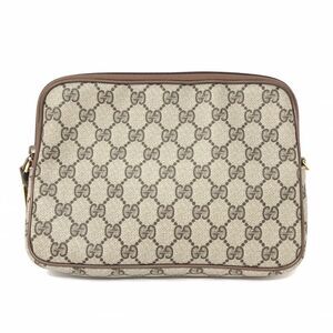 Vintage Gucci GG Monogram Brown Canvas Travel Toiletry Cosmetic Pouch Clutch Bag